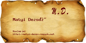 Matyi Dezső névjegykártya